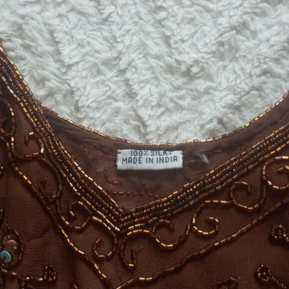 Y2K Silk Sheer Ombré Beaded Sequin Fairy Top - Picture 4 of 4